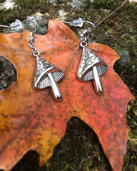 Triangular Toadstool Earrings - Cute Mushroom Earrings - Cottagecore & Fairycore jewellery