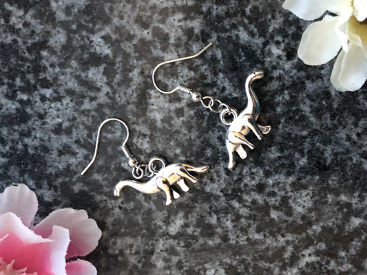 Silver Dinosaur Earrings - Hypoallergenic Options