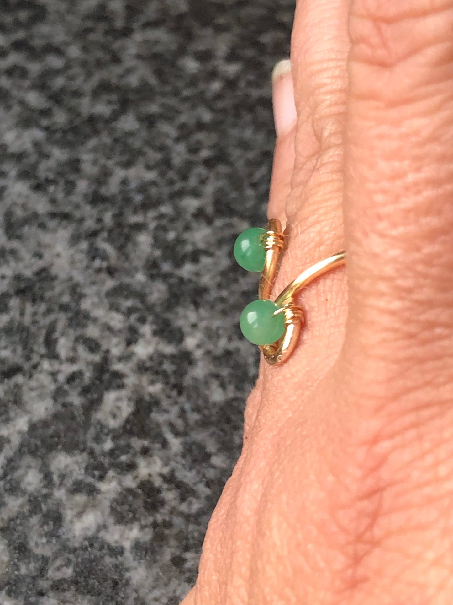 Adjustable Green Aventurine Ring with Enamelled copper - Plus Sized Available