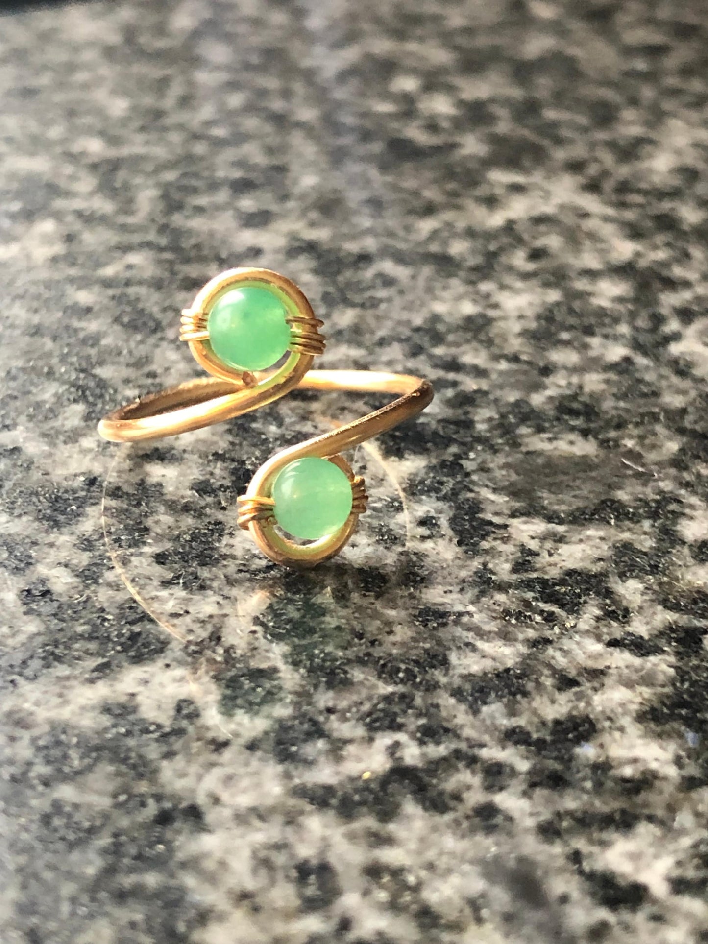 Adjustable Green Aventurine Ring with Enamelled copper - Plus Sized Available